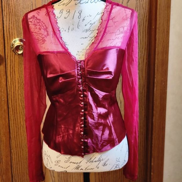 Forenza Tops - Vintage Forenza Red Corset Style Shirt size 16